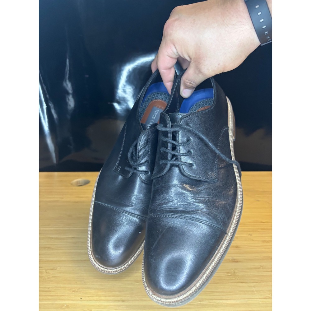 Vince Camuto Lamson Black Leather Cap Toe Oxford Dress Shoes Mens 8.5 M